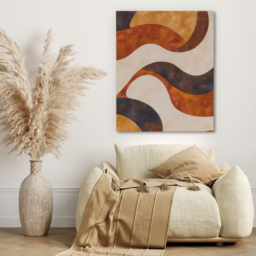 Waves of Auburn - Abstract Wall Art in Black Frame