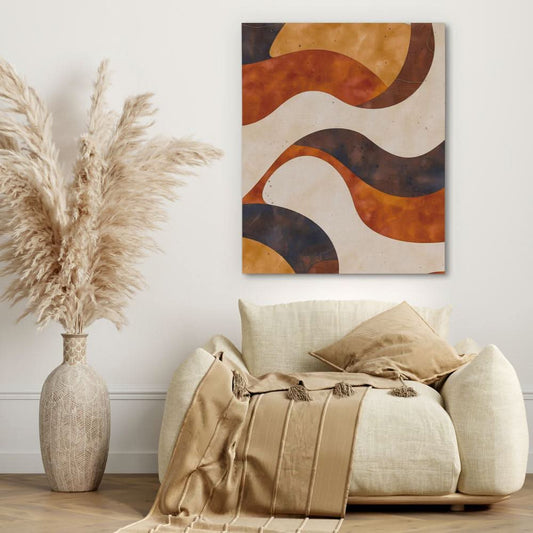 Waves of Auburn - Abstract Wall Art in Black Frame