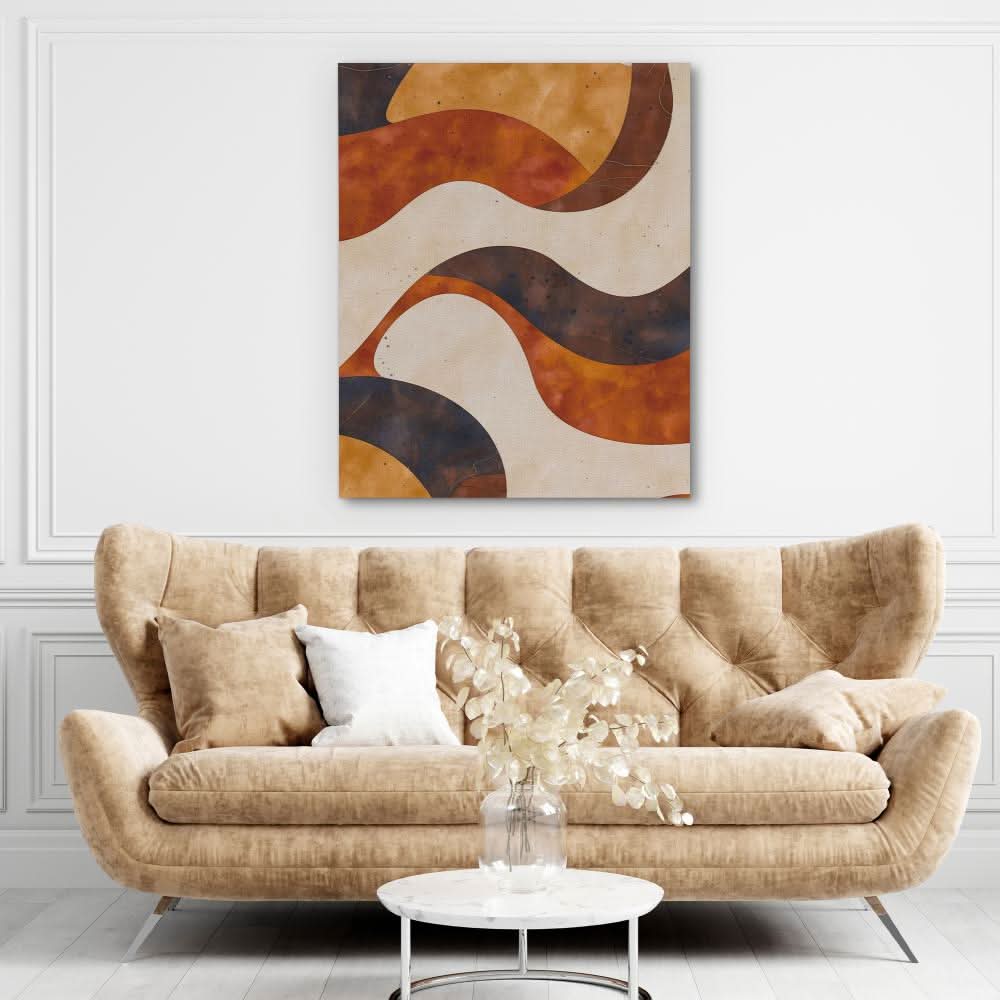Waves of Auburn - Beige Wall Art for Living Room