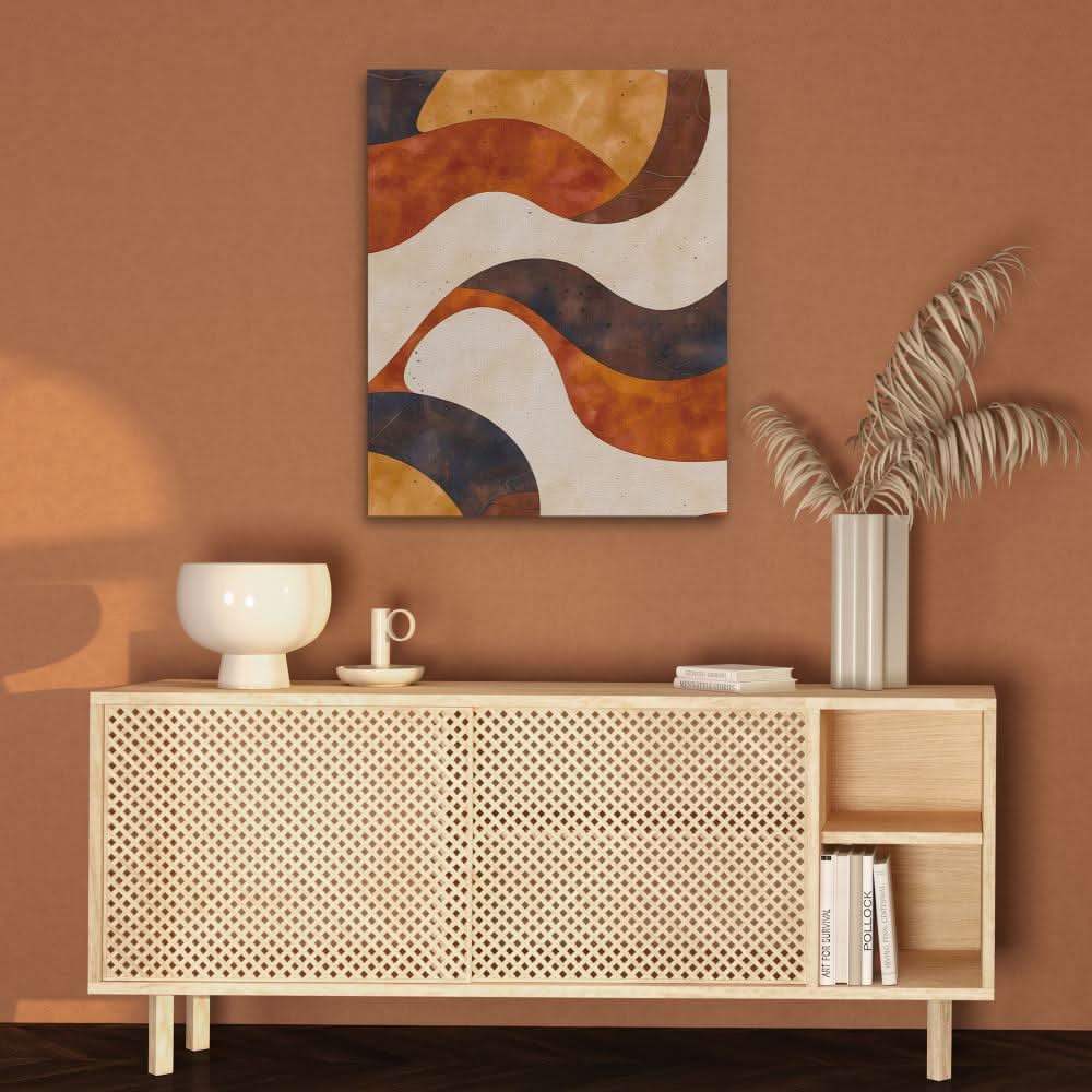 Waves of Auburn - Beige Canvas Print
