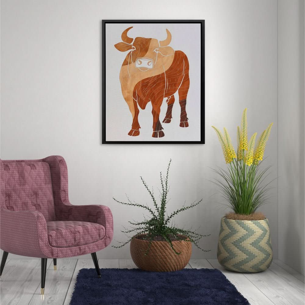 Wavey Moo - Beige Wall Art for Home Office