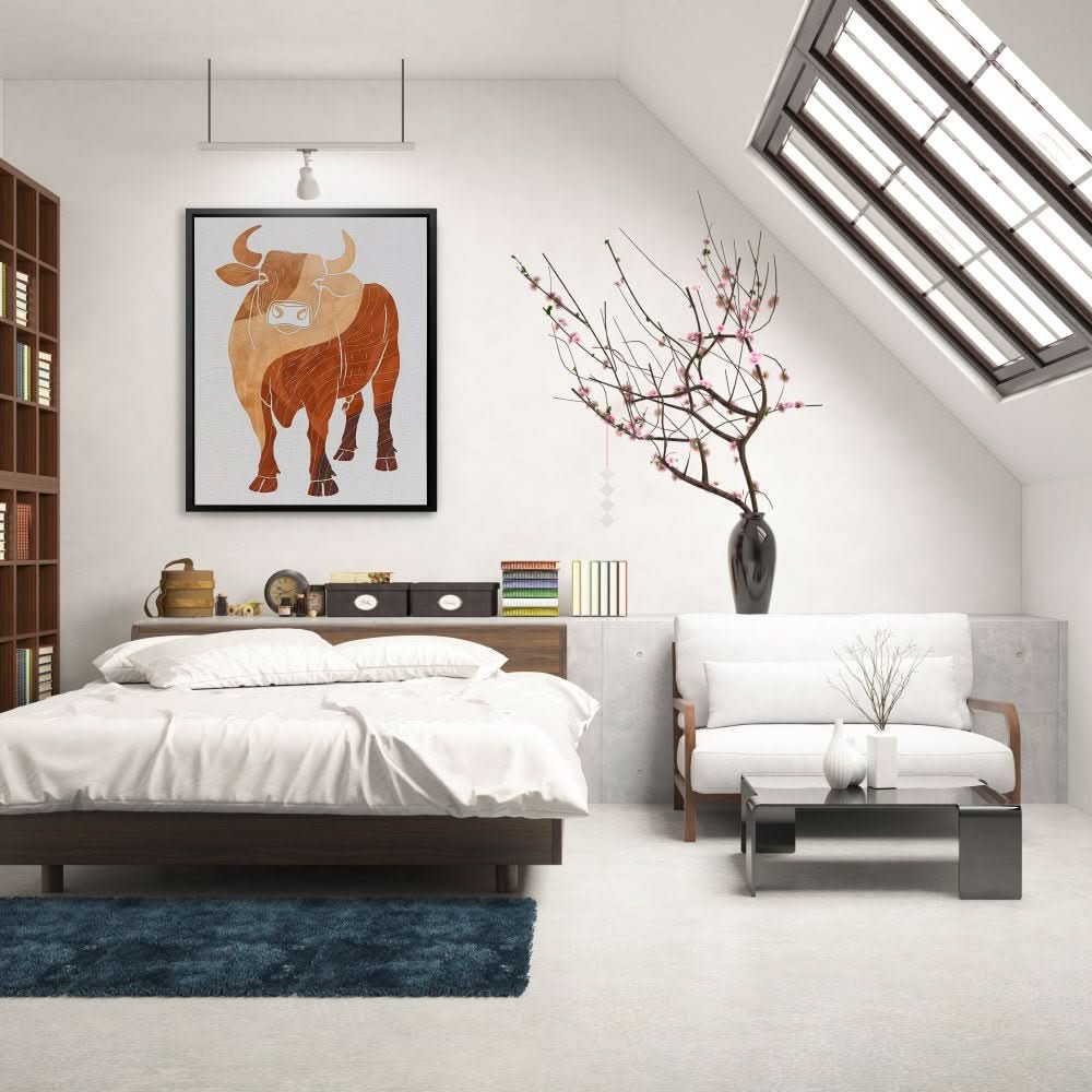 Wavey Moo - Minimalist Wall Art in Black Frame