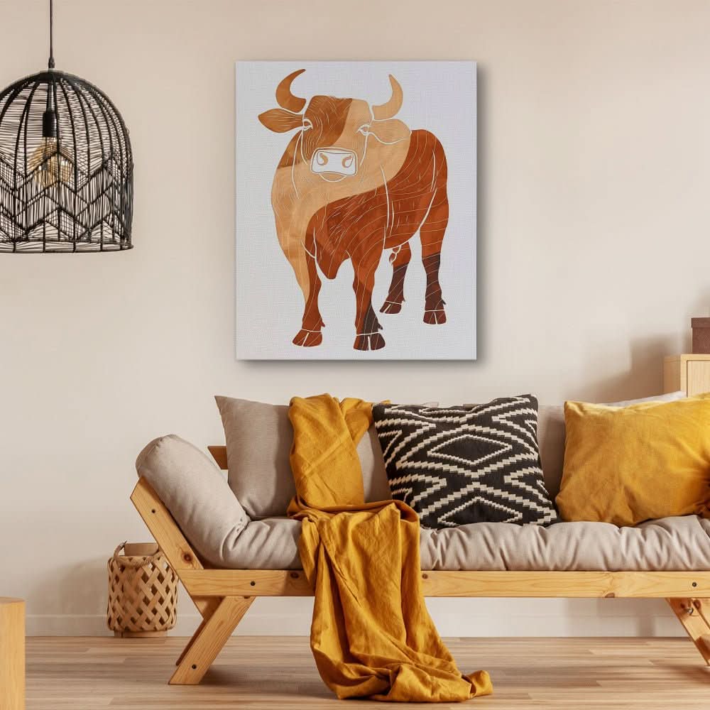 Wavey Moo - Large Minimalist Canvas Print