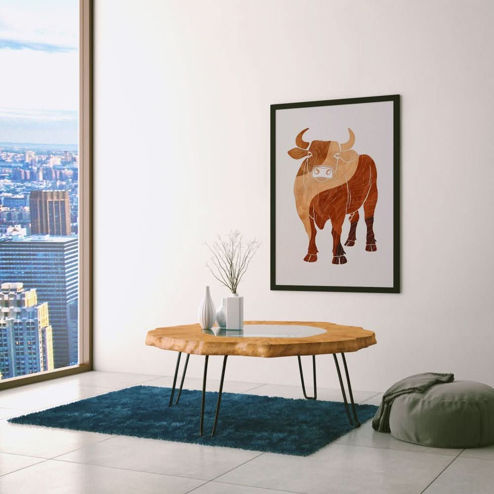 Wavey Moo - Minimalist Beige Canvas Wall Art
