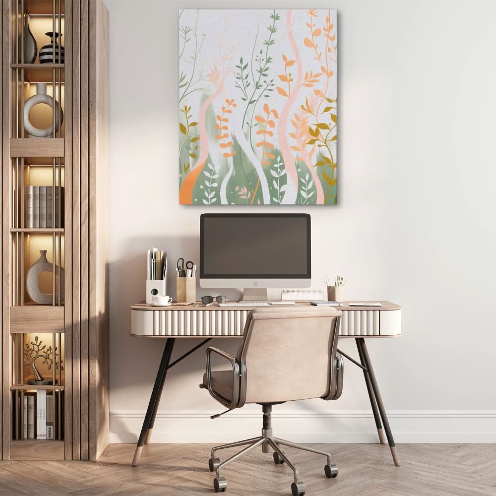 Waving Floral - Large Abstract Canvas Print