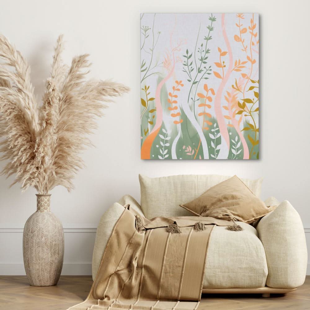 Waving Floral - Earth Tones Wall Art for Hallway