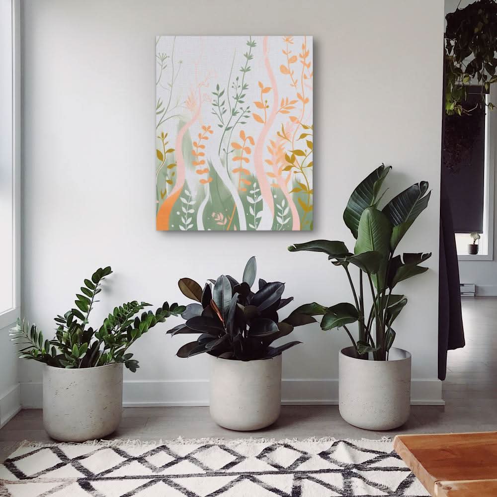 Waving Floral - Nature Wall Art in Black Frame
