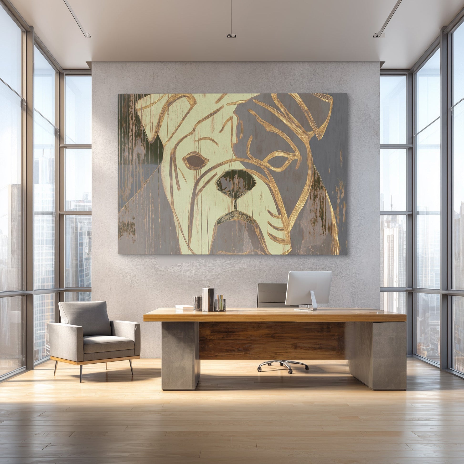Weathered Bulldog Portrait - Luxury Wall Art