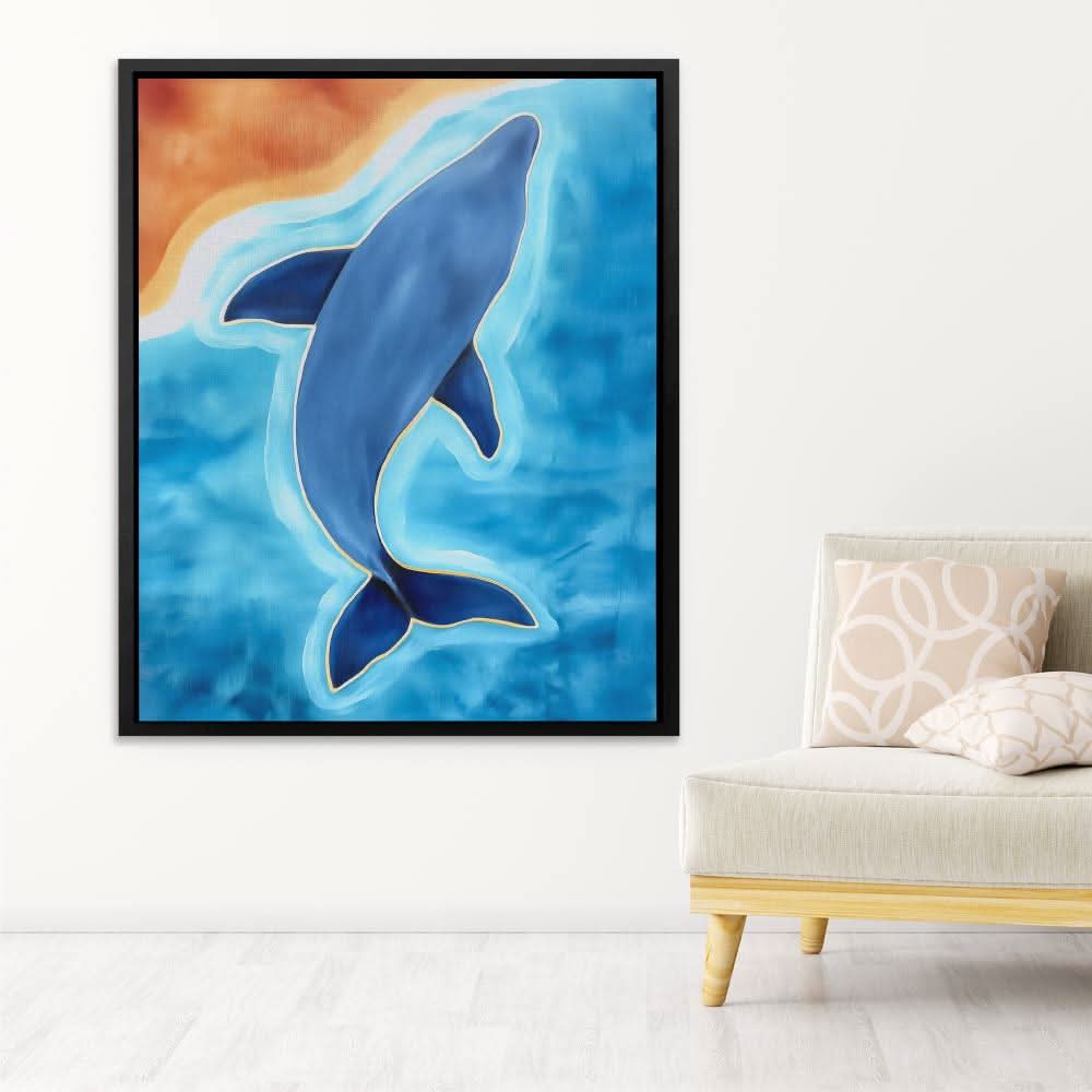Whale Coast Flow - Blue Beach House Canvas Print