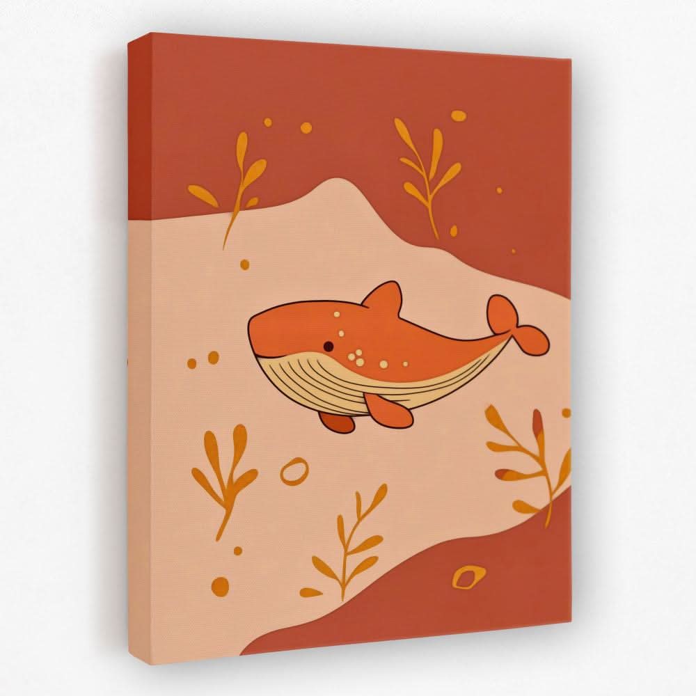 Whale in Warm Colors - Beach Canvas Wall Art