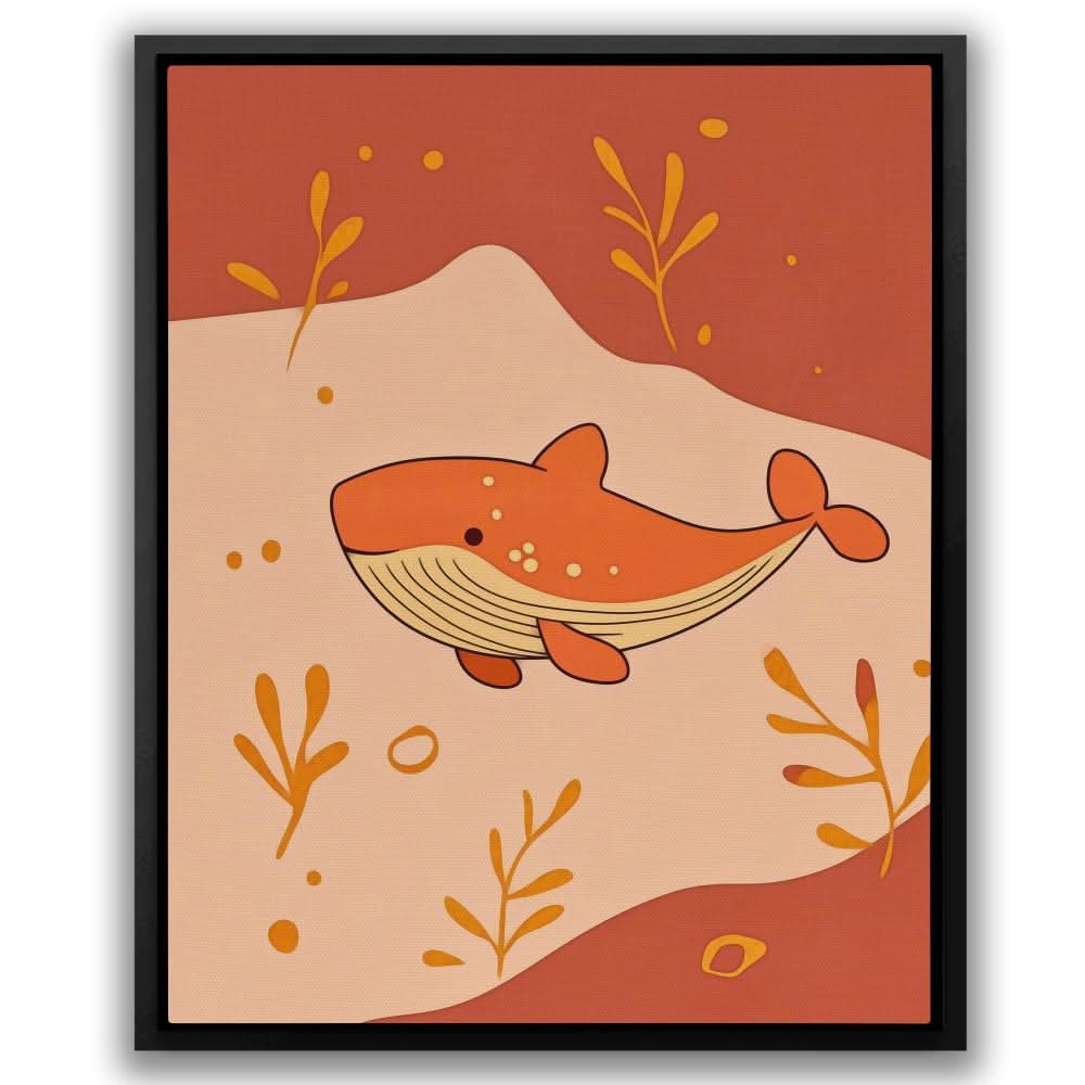 Whale in Warm Colors - Large Minimalist Canvas Print