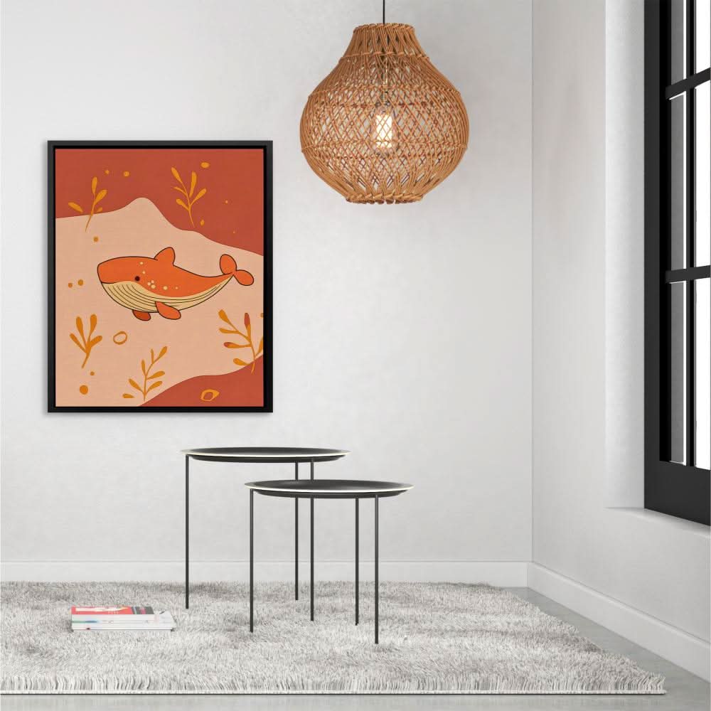Whale in Warm Colors - Beach Art for Kids Room