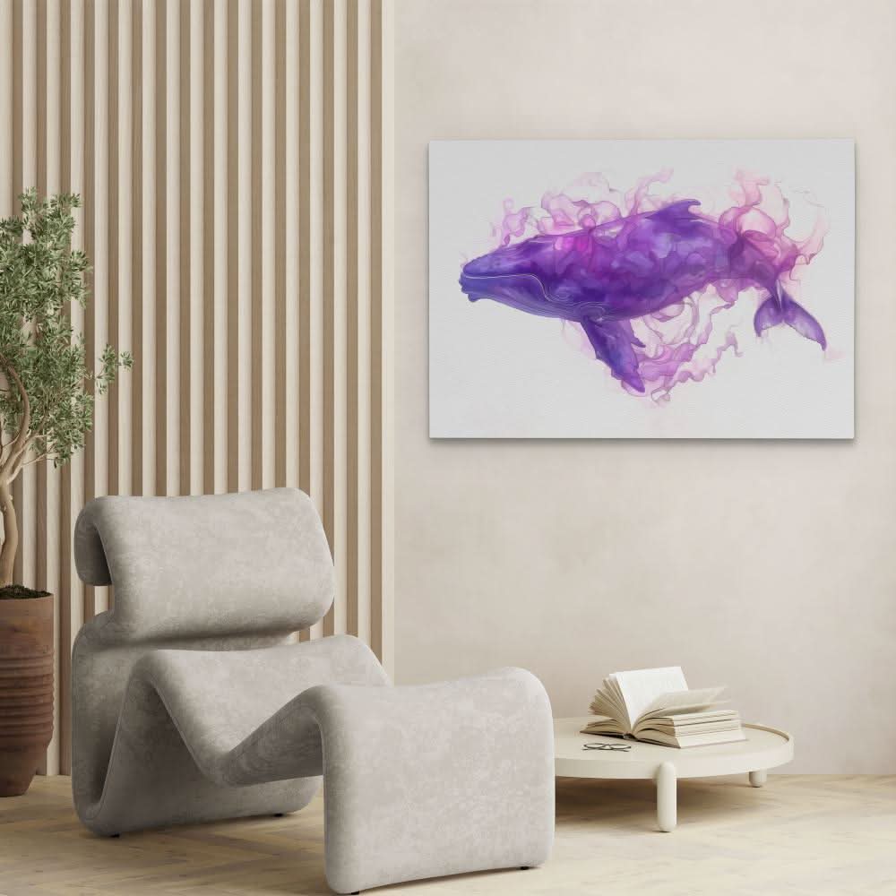 Whale Mist - Wall Art in Black Frame