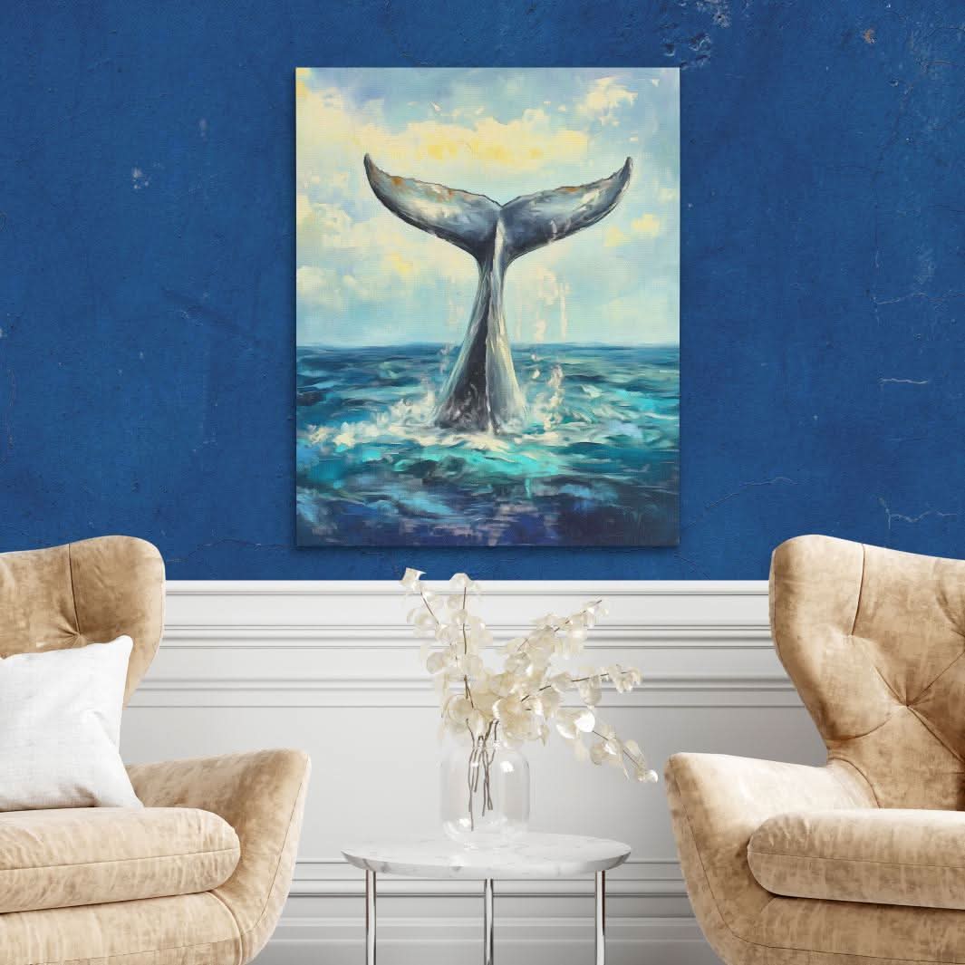 Whale Tail Splash - Large Modern Canvas Print