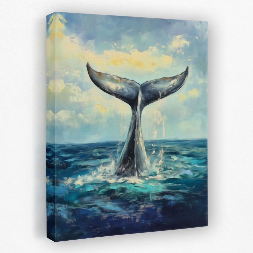 Whale Tail Splash - Beach Canvas Wall Art