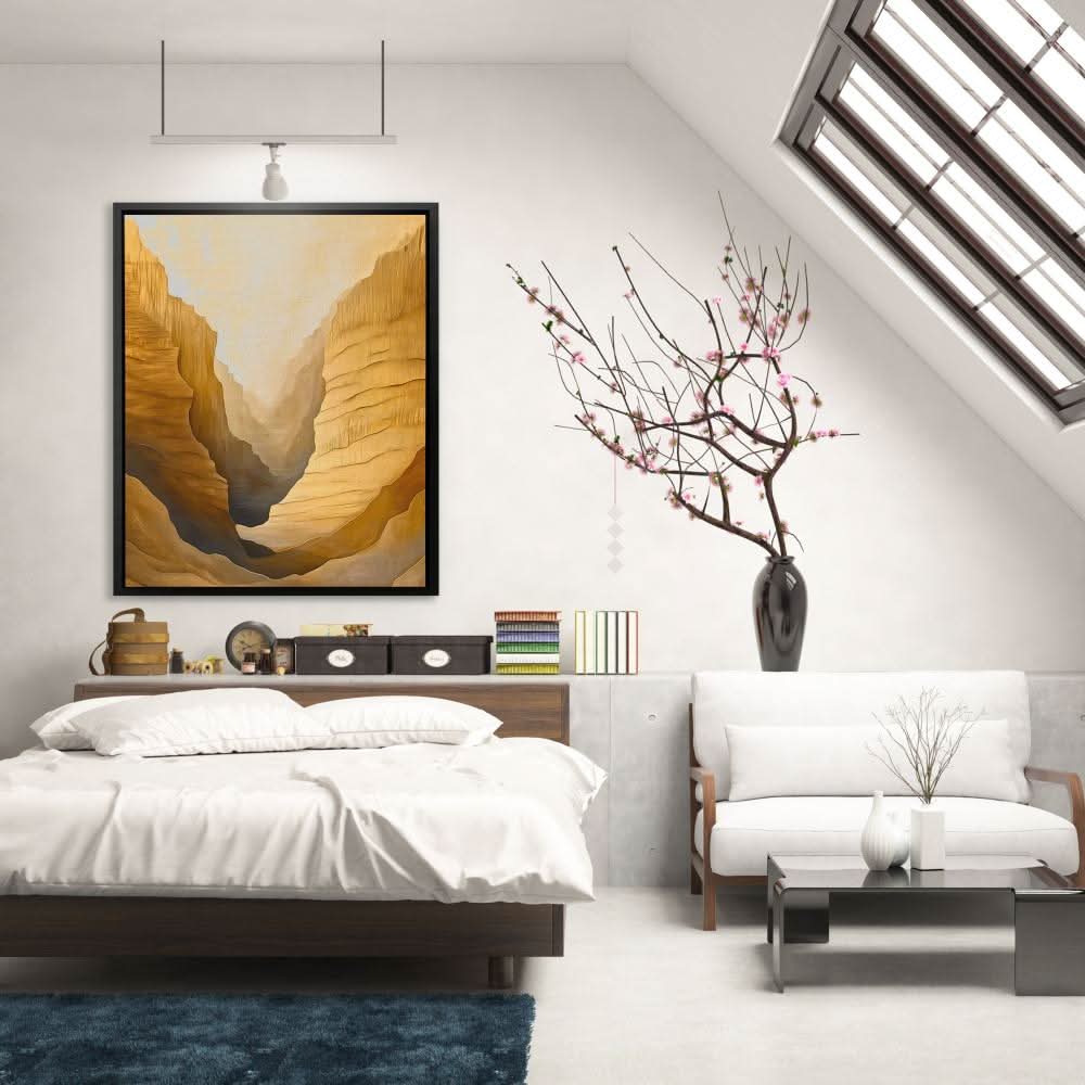 Whispering Canyon - Mountain Wall Art in Black Frame