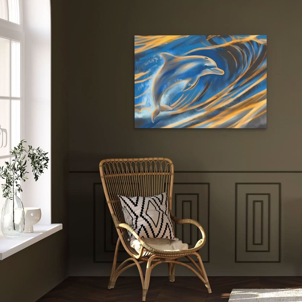 Whispering Dolphin - Abstract Wall Art in Black Frame