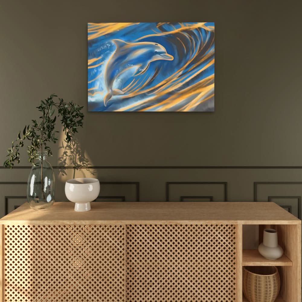 Whispering Dolphin - Blue Wall Art for Living Room