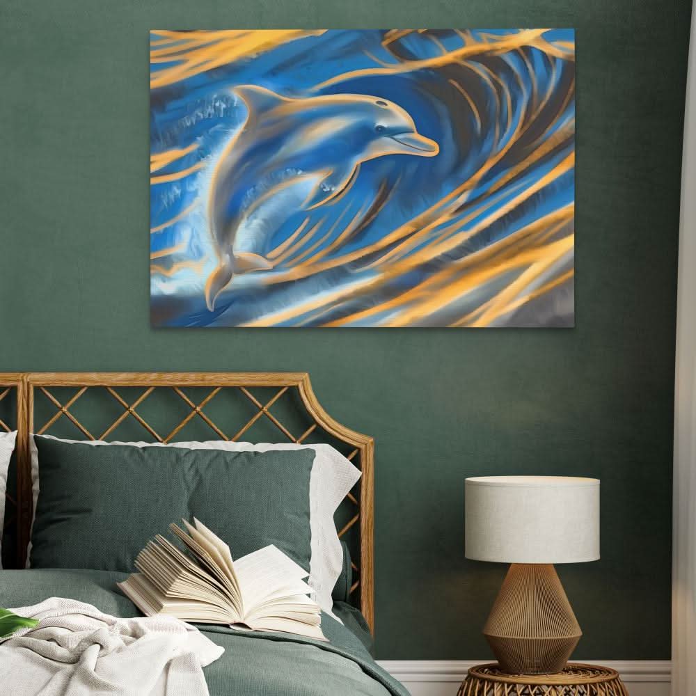 Whispering Dolphin - Abstract Blue Canvas Wall Art
