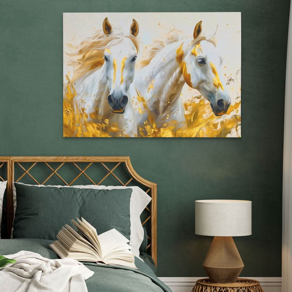 Whispering Horses - Wall Art in Black Frame