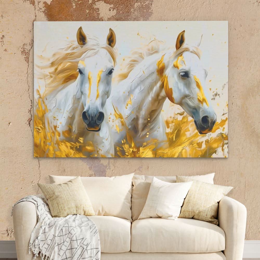 Whispering Horses - Horse Wall Art in Black Frame