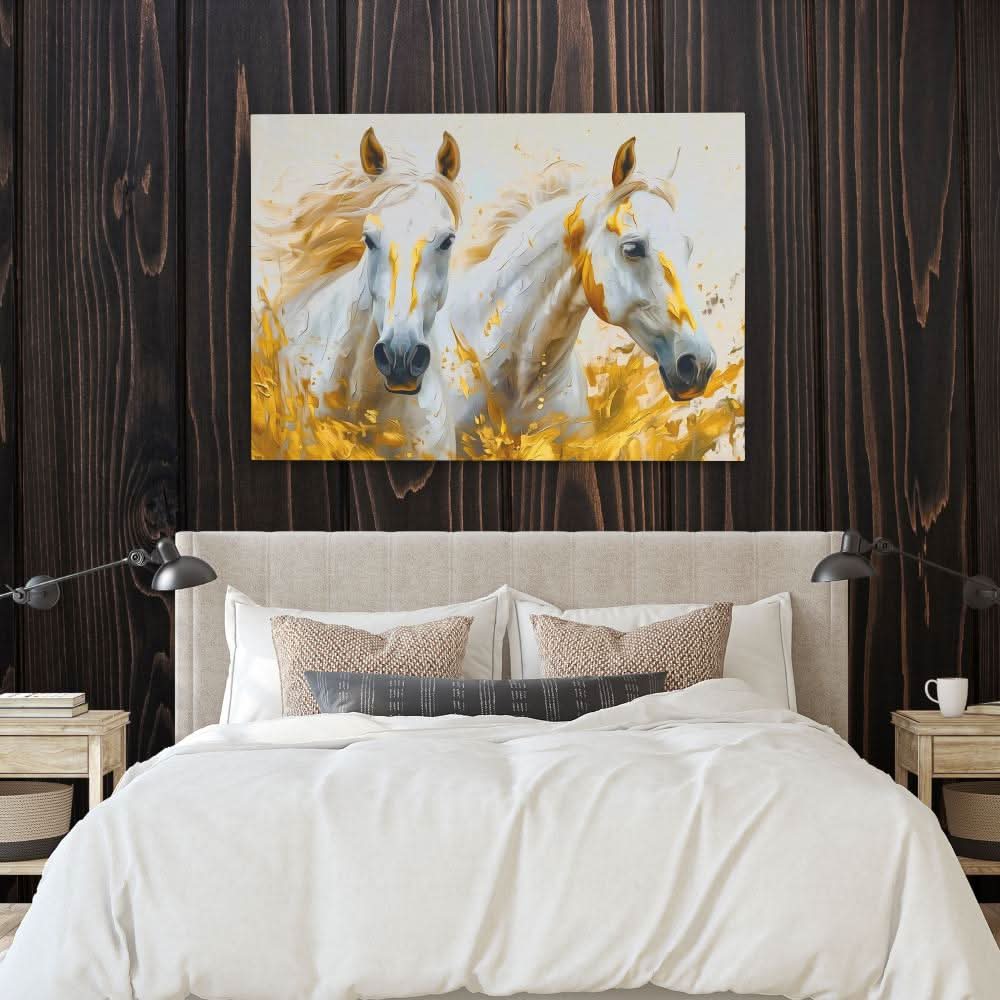 Whispering Horses - Gold Horse Canvas Print
