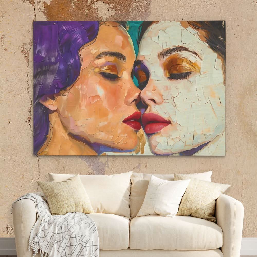 Whispering Passion - Gay Wall Art in Black Frame