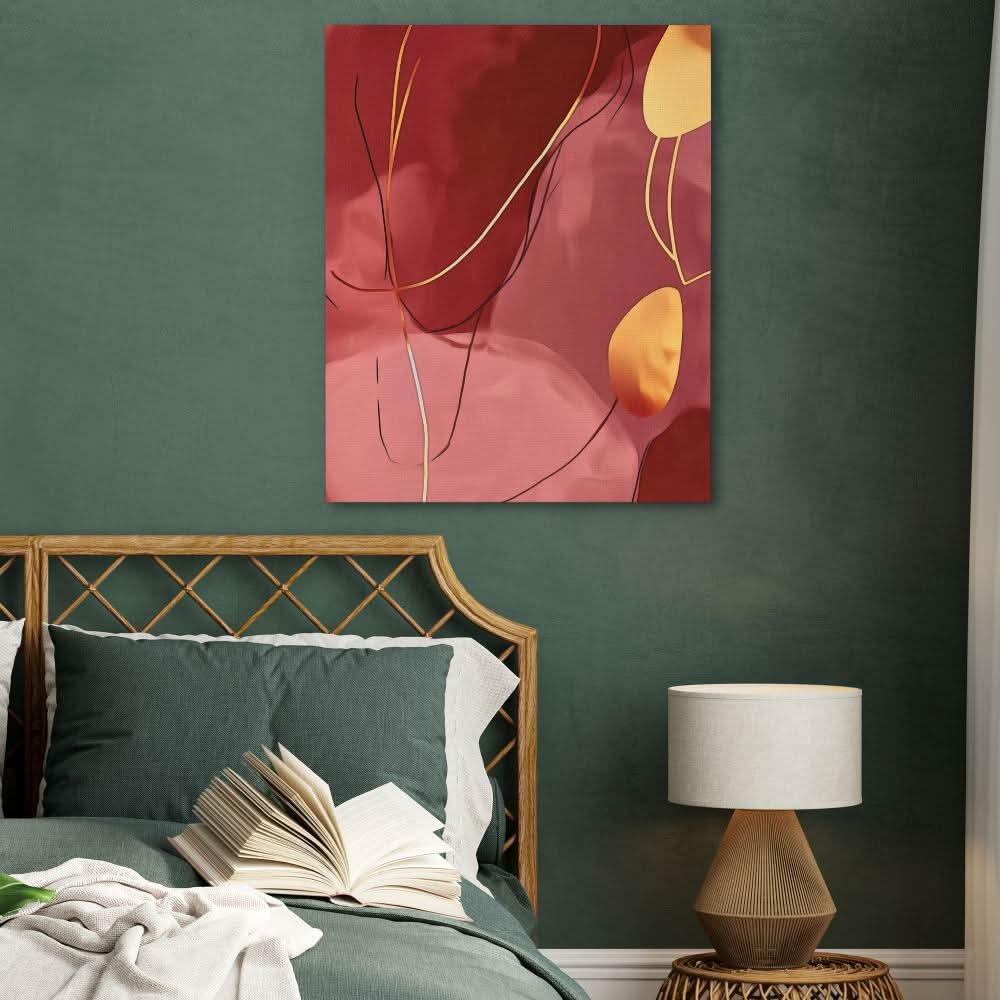 Whispers of Red - Abstract Wall Art in Black Frame