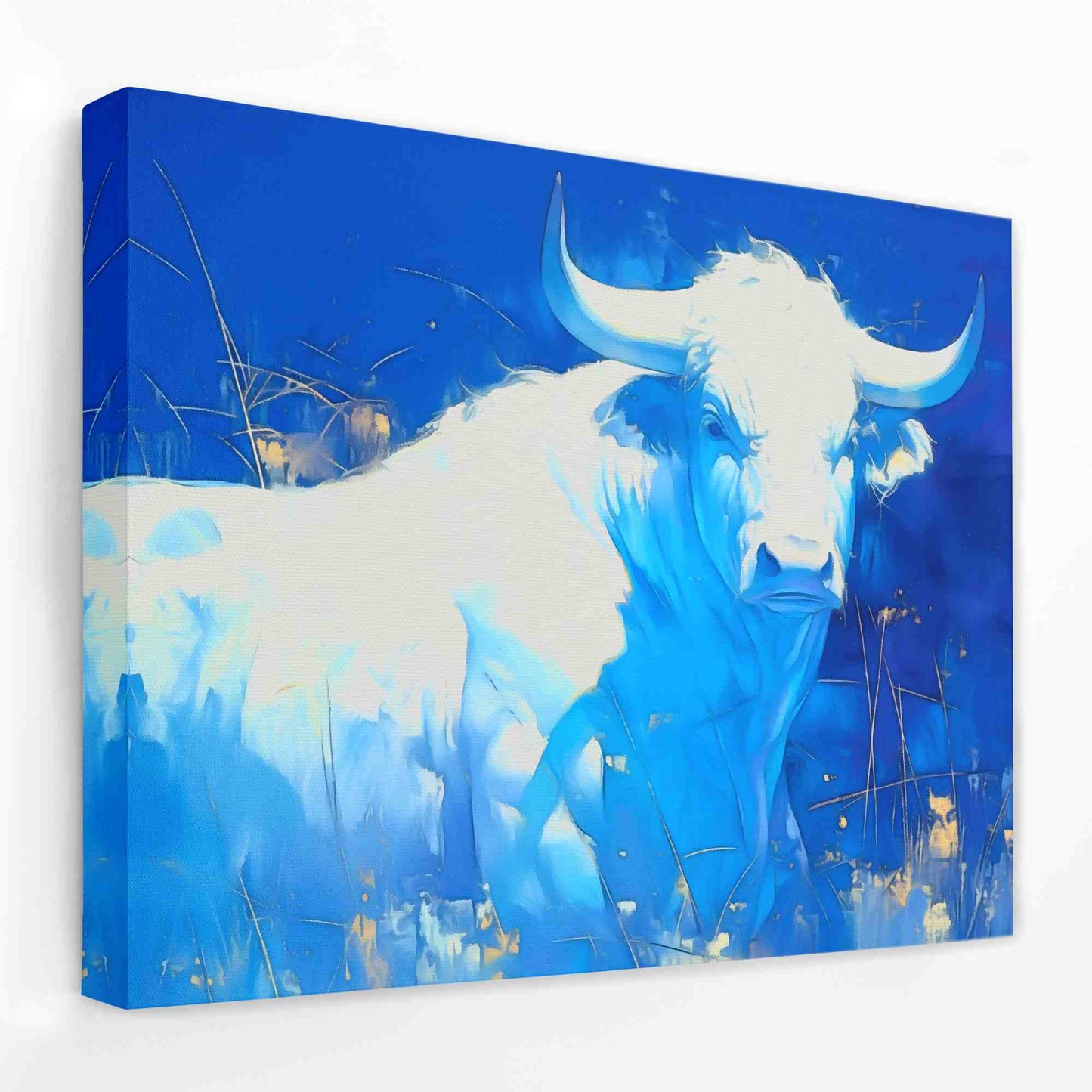 White and Blue Bull - Luxury Wall Art