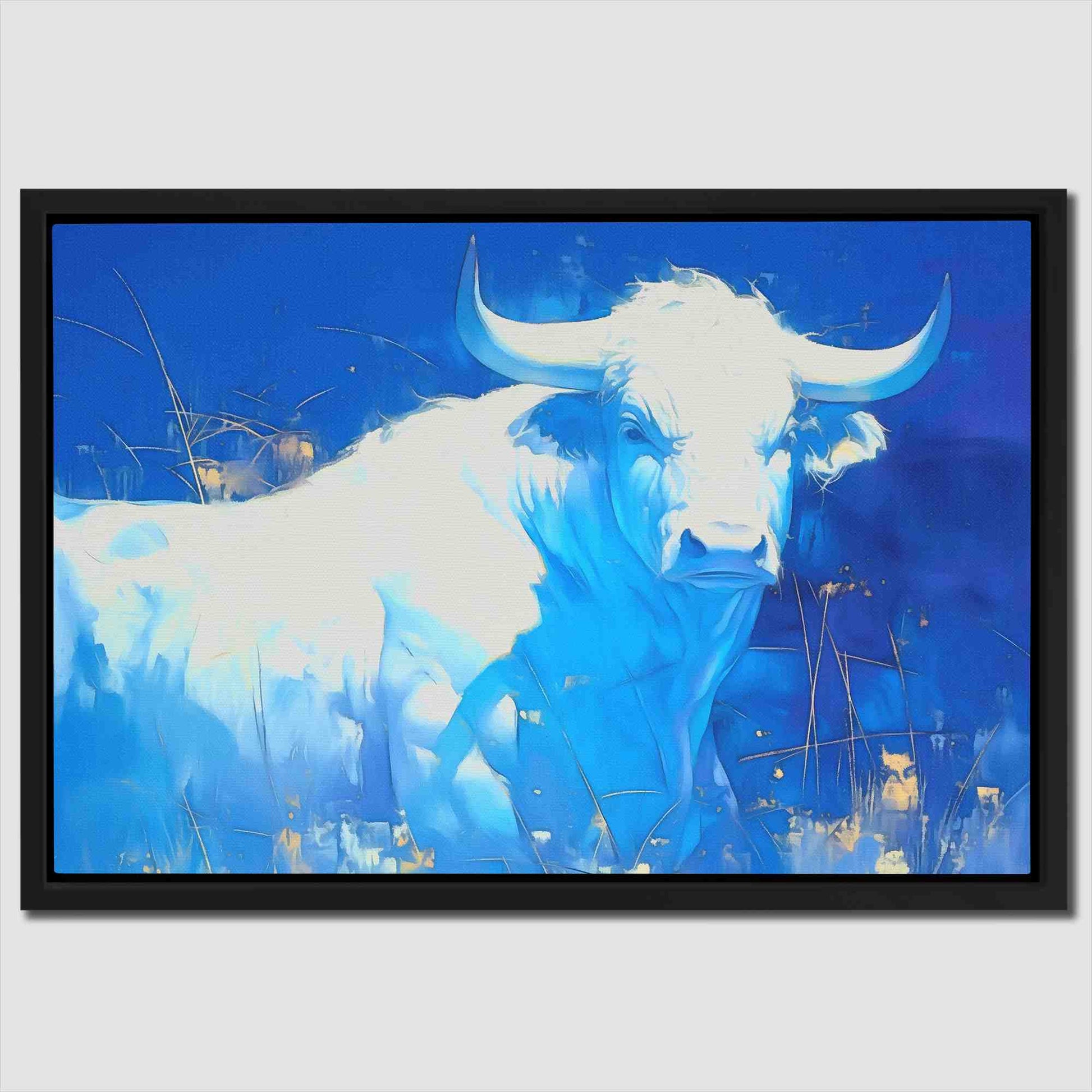 White and Blue Bull - Luxury Wall Art