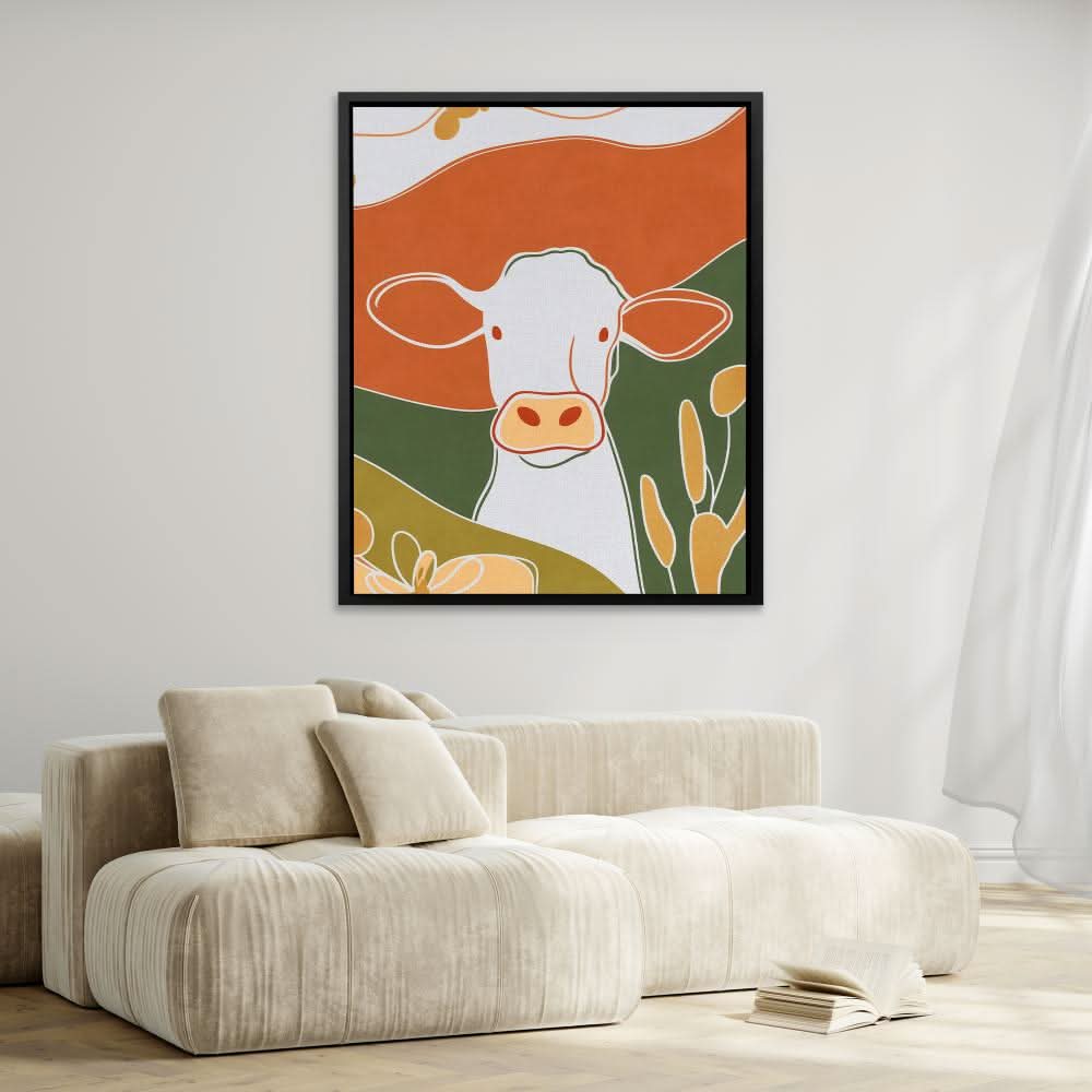 White Moo - Minimalist Earth Tones Canvas Wall Art