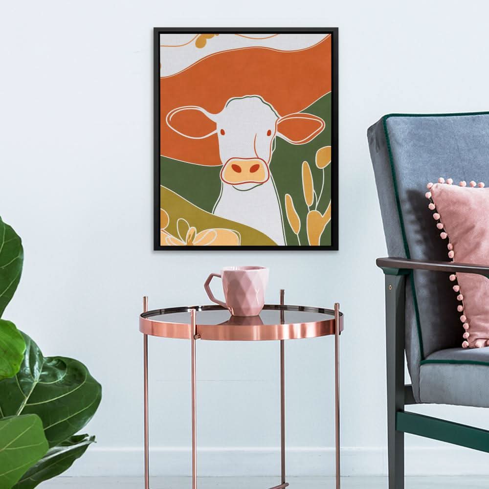 White Moo - Brown Country and Farm Canvas Print