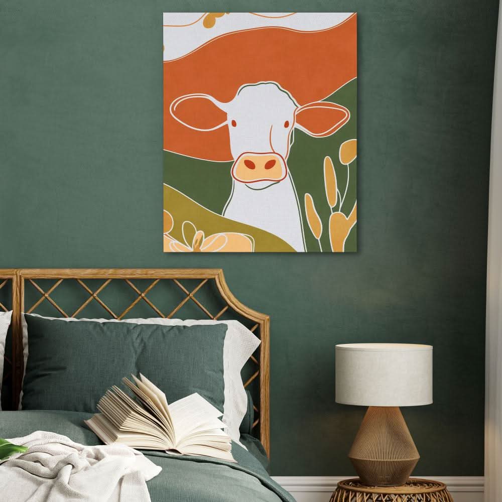 White Moo - Country and Farm Wall Art in Black Frame