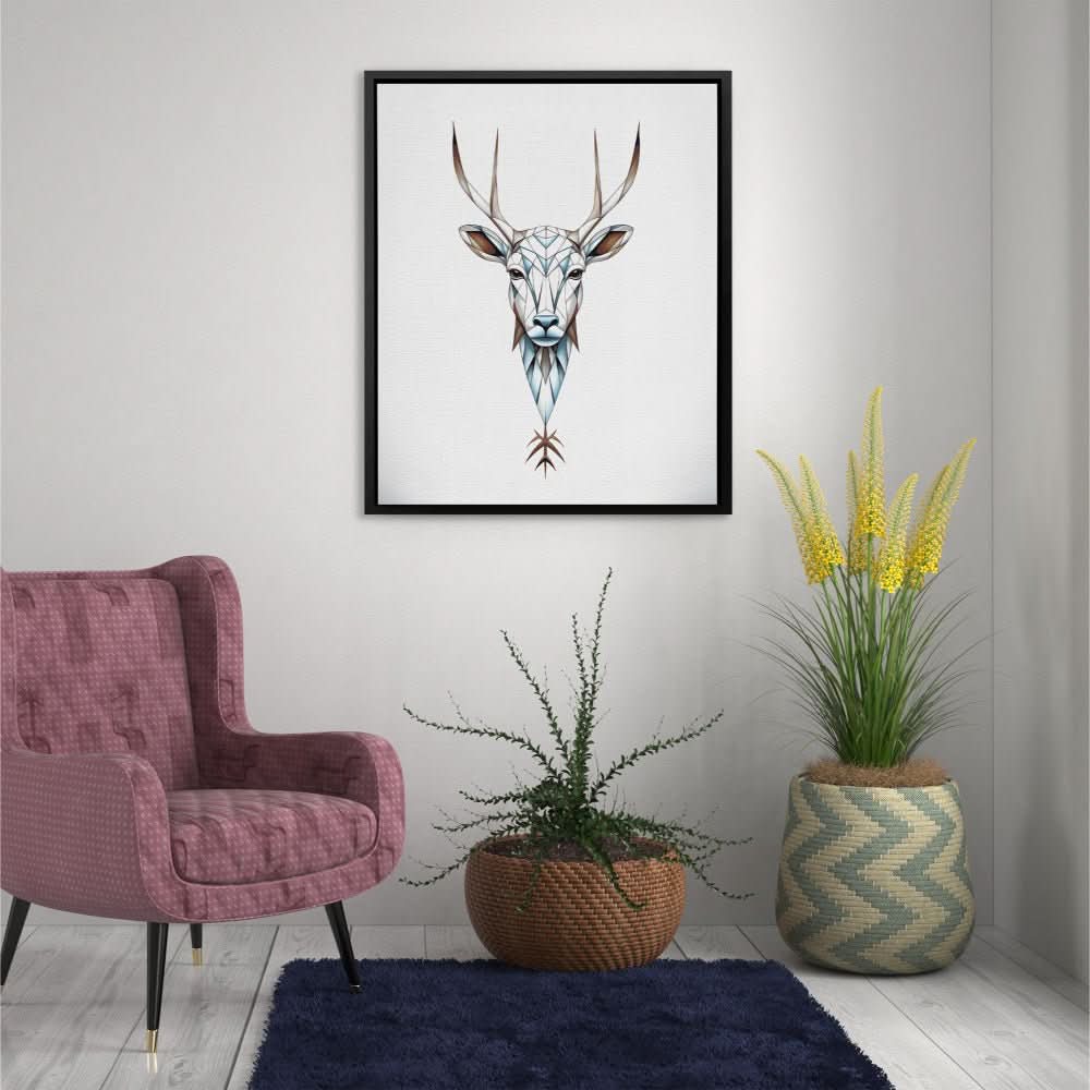White Stag - Abstract Wall Art in Black Frame