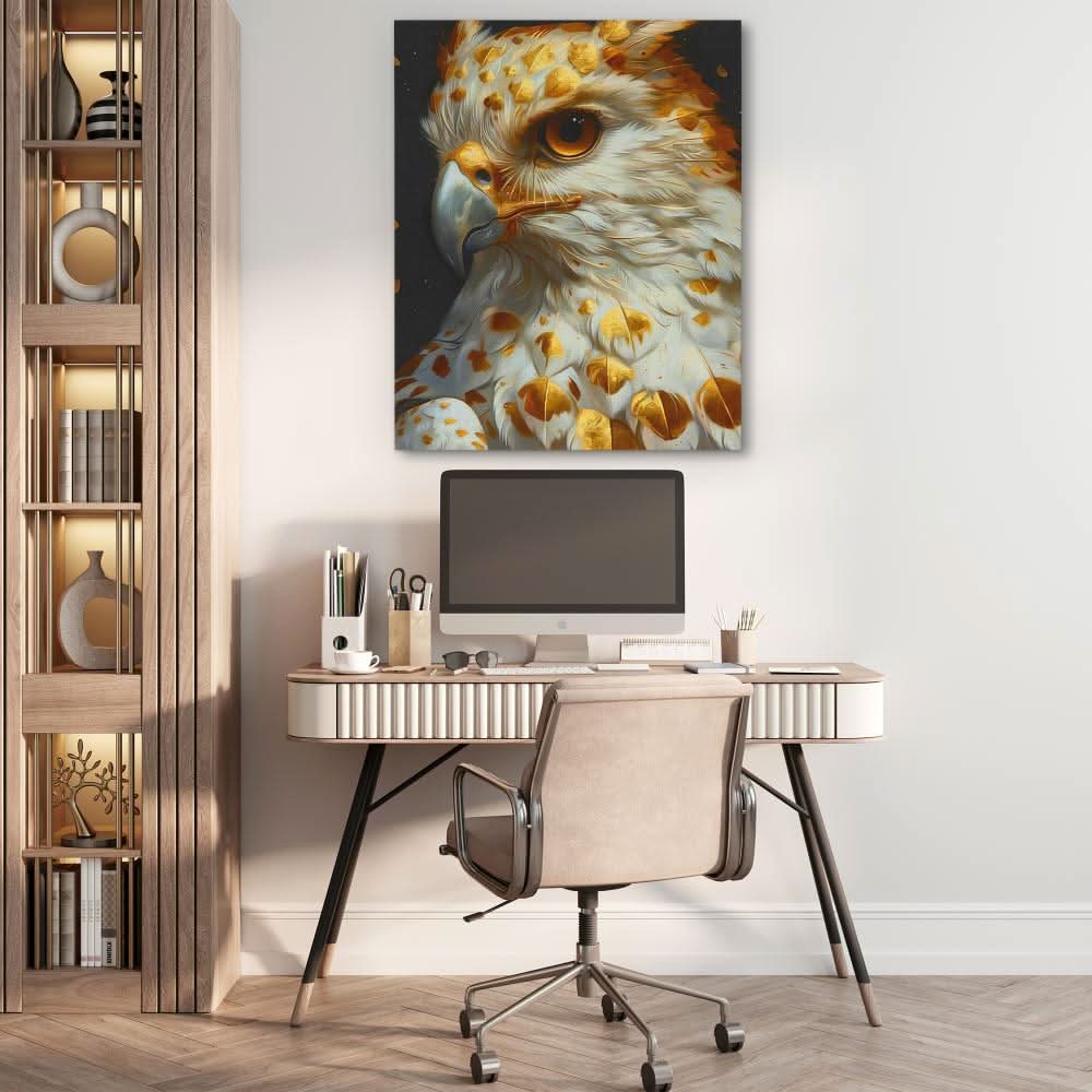 Wild Hawk - Abstract Black and Gold Canvas Wall Art