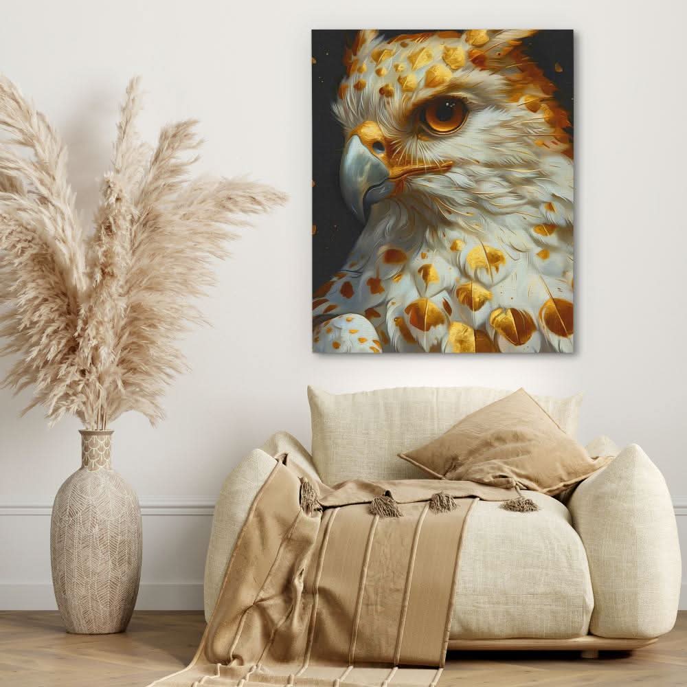 Wild Hawk - Black and Gold Wall Art for Hallway