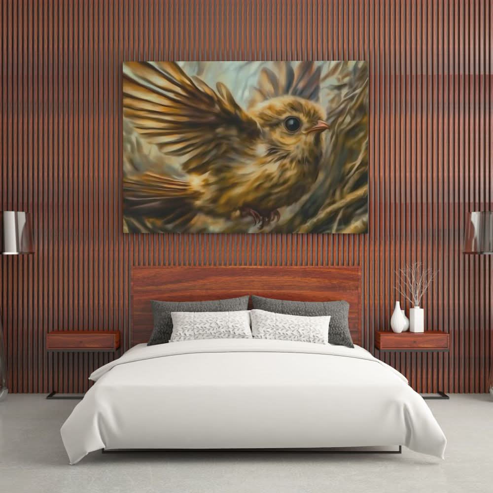 Wild Sparrow Flight - Modern Earth Tones Canvas Wall Art