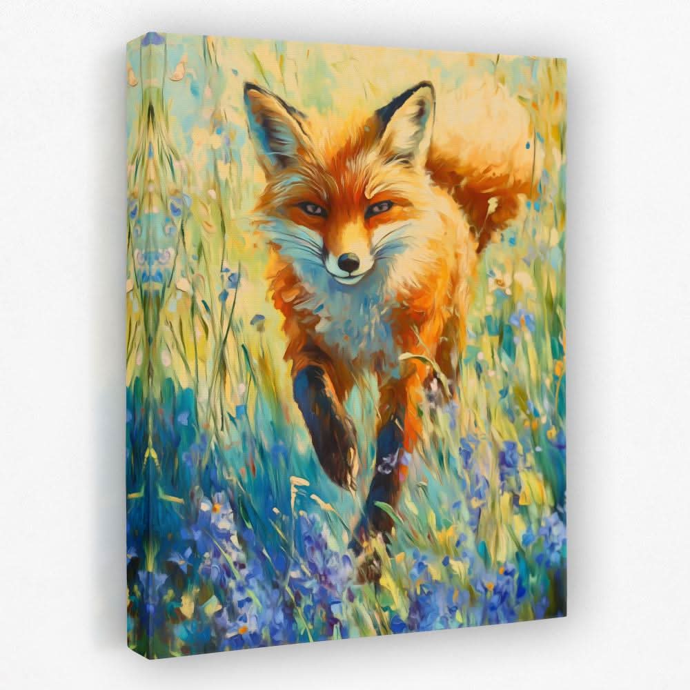 Wildflower Fox - Animals Canvas Wall Art