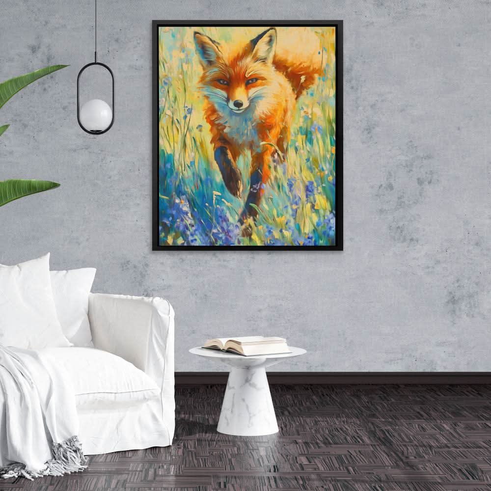 Wildflower Fox - Large Modern Canvas Print