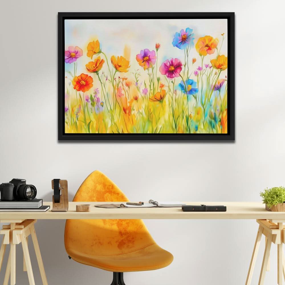 Wildflower Waltz - Landscapes Wall Art in Black Frame