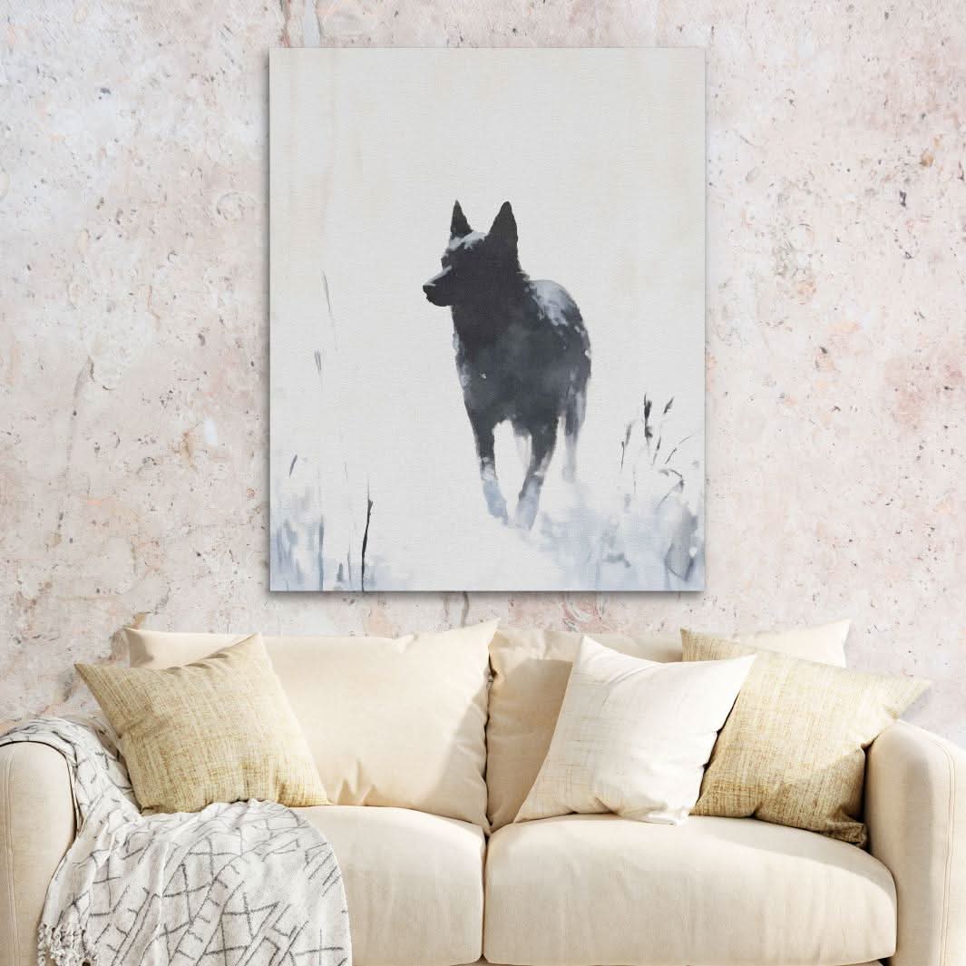 Winter Watcher - Black and White Wall Art in Black Frame