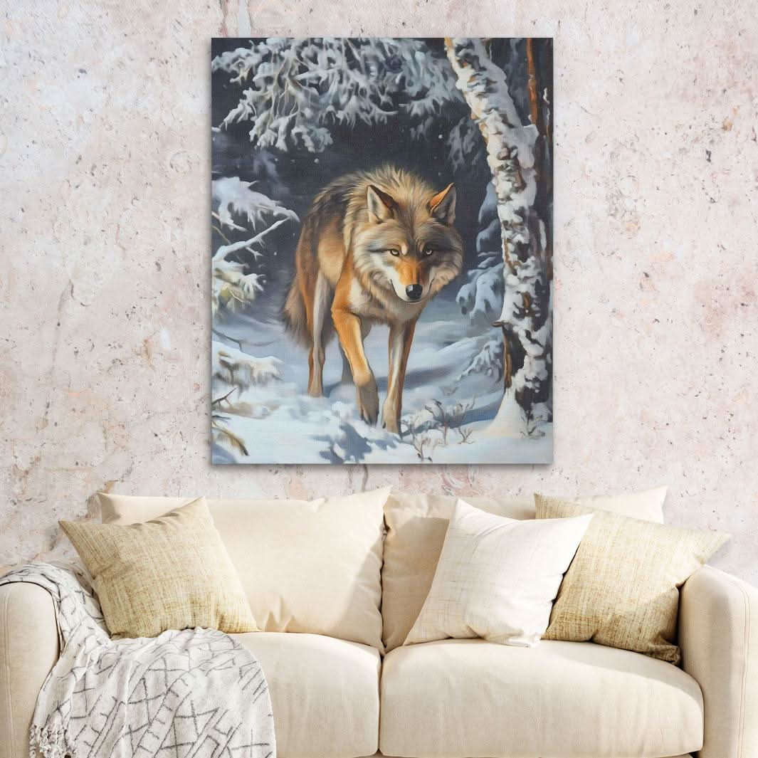 Winter’s Alpha - Cabin Wall Art in Black Frame