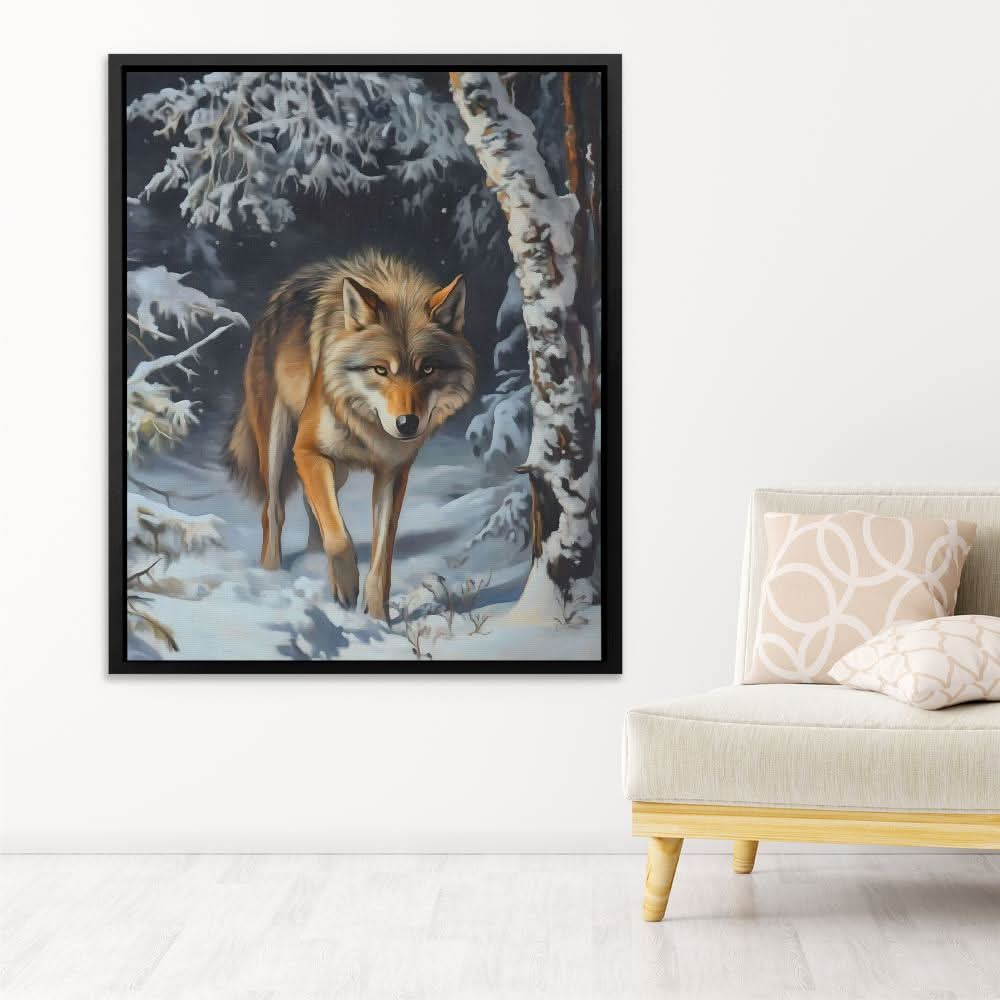 Winter’s Alpha - Brown Cabin Canvas Print