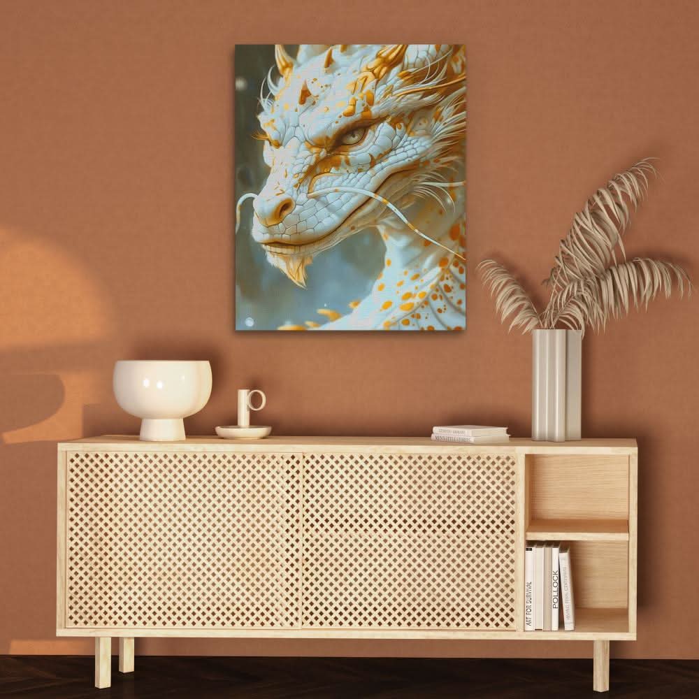 Wise Dragon - Fantasy Wall Art in Black Frame