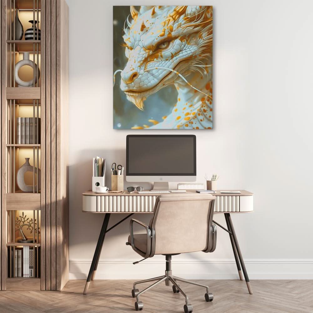 Wise Dragon - Fantasy Gold Canvas Wall Art