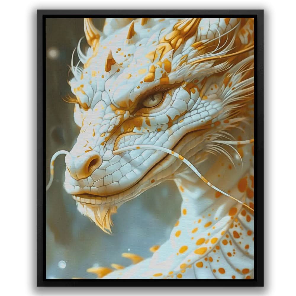 Wise Dragon - Enchanting Wall Art in Black Frame