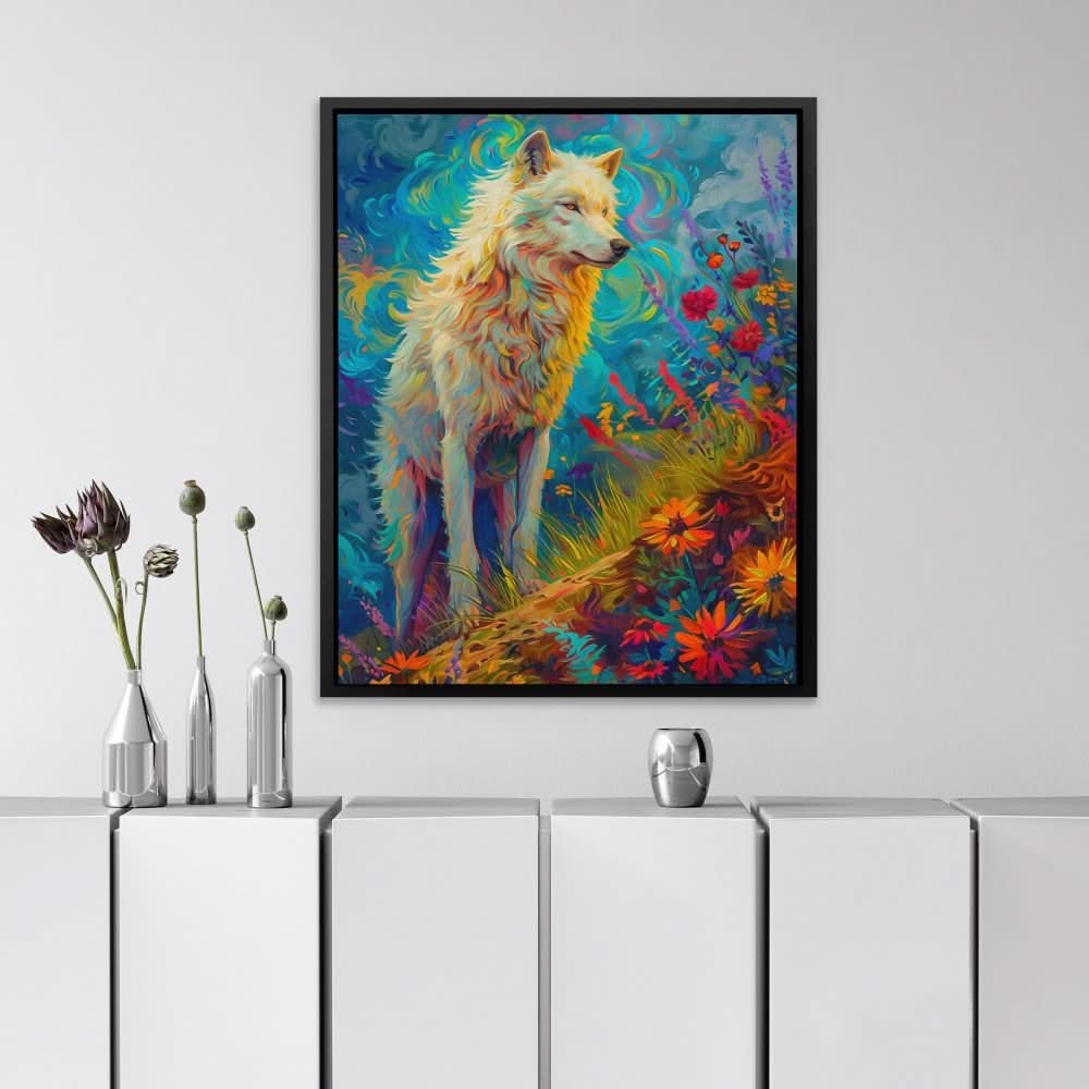 Wolf Alpha - Abstract Wall Art in Black Frame