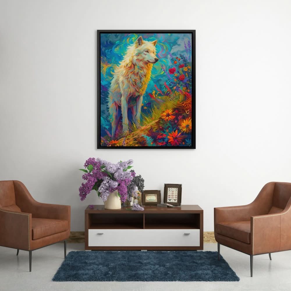 Wolf Alpha - Abstract Colorful Canvas Wall Art