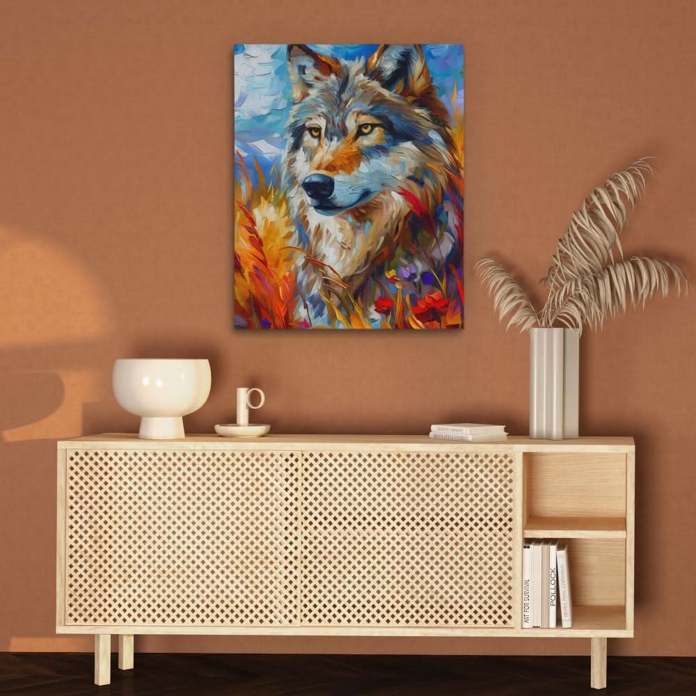Wolf Field - Abstract Wall Art in Black Frame