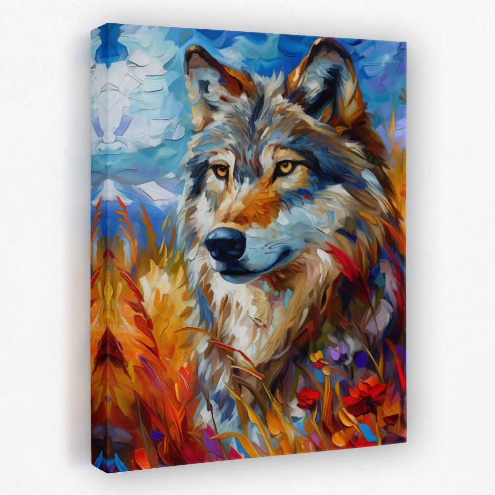 Wolf Field - Animals Canvas Wall Art